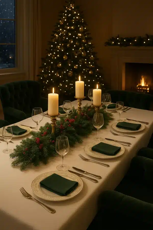 green christmas table centerpiece