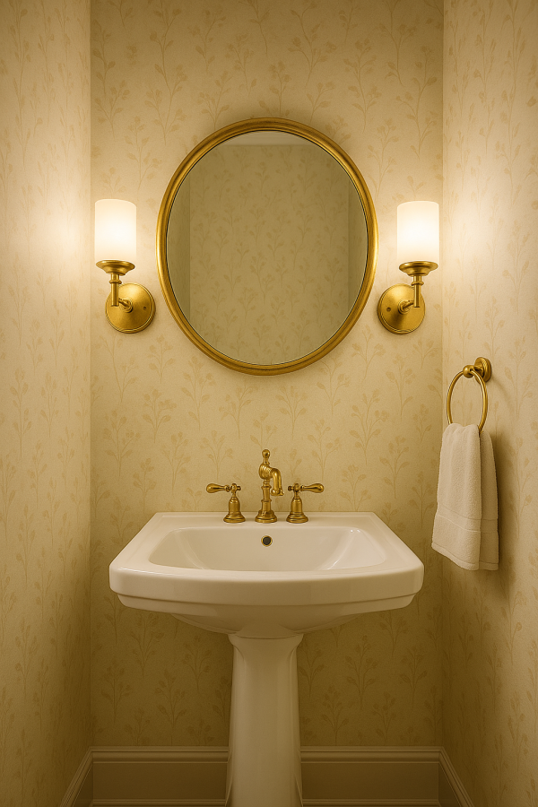 small powder room with wmm sconces