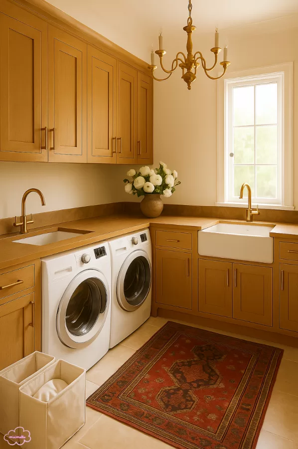 Oak Wood an Beige Travertines