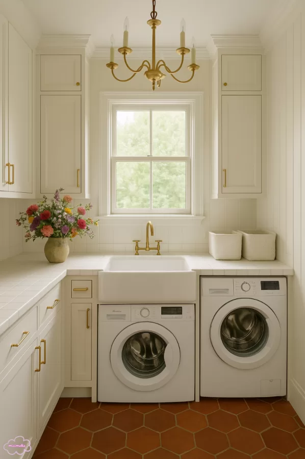 White and Red terracotta tile